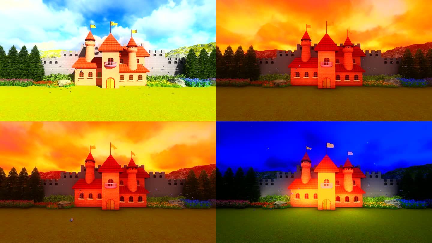 卡通儿童城堡三维动画场景