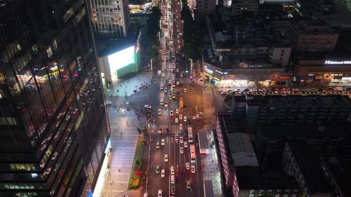 成都蜀都大道夜景航拍