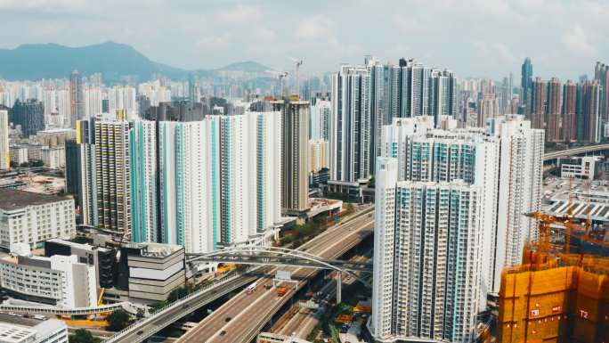 香港市区鸟瞰图高楼大厦
