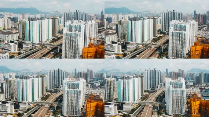 香港市区鸟瞰图高楼大厦