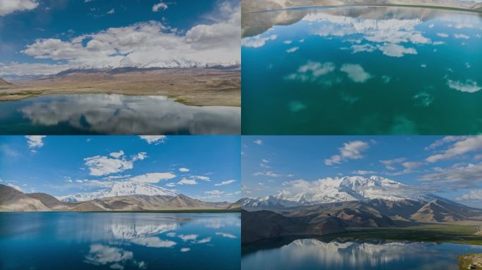 新疆帕米尔高原慕士塔格峰喀拉库勒湖航拍