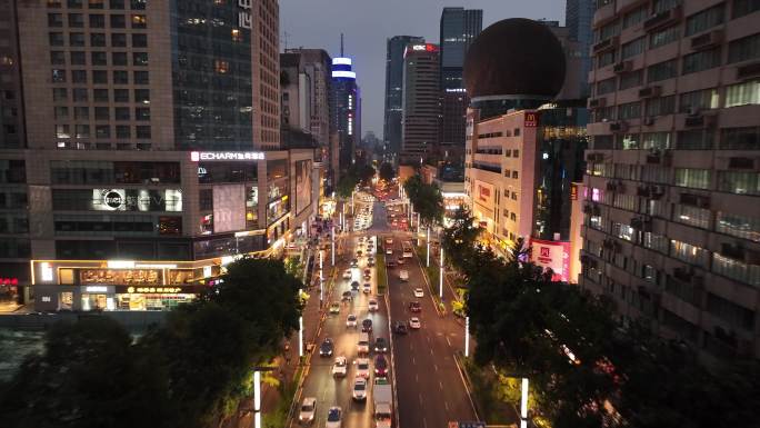 成都蜀都大道夜景航拍