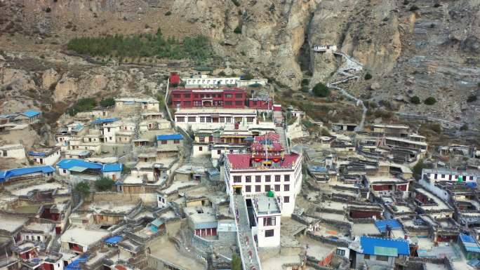 尼泊尔Mustang区Marpha村和修道院