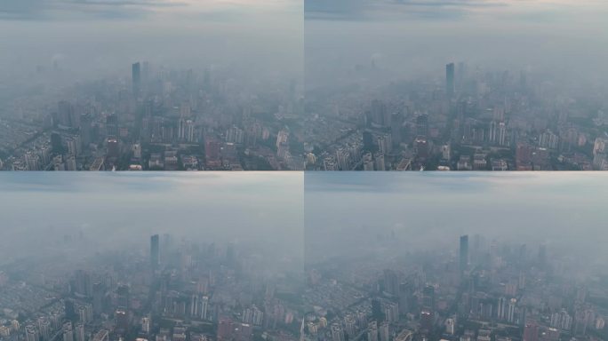 云烟雾绕中的南京新街口