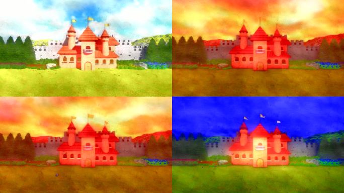 卡通儿童城堡水彩动画场景