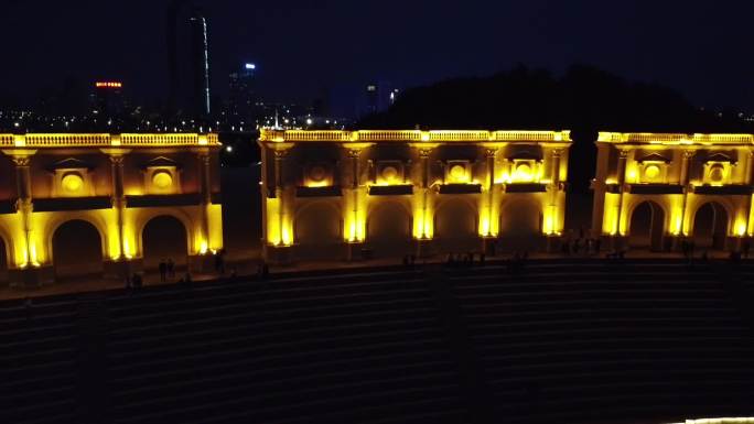 银川岚山公园古罗马斗兽场航拍建筑日景夜景