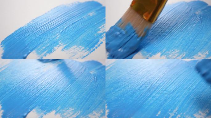 画笔绘制蓝色丙烯酸漆
