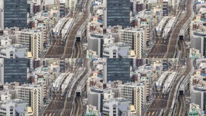 日本东京4K T/L HA TD地铁站盘旋交叉高角度视图