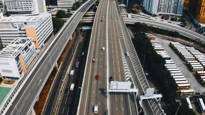 香港市区鸟瞰图高速立交桥香港