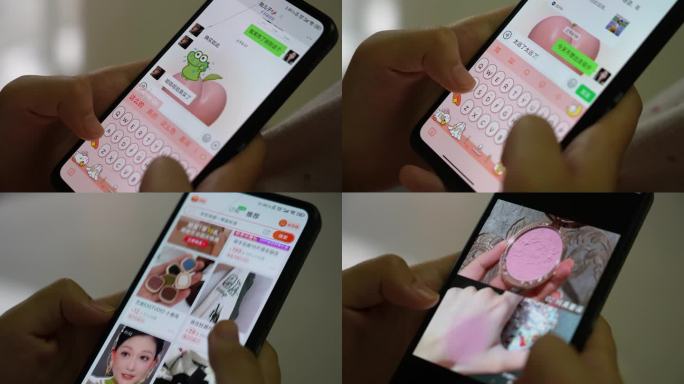 年青人玩手机聊天网上购物