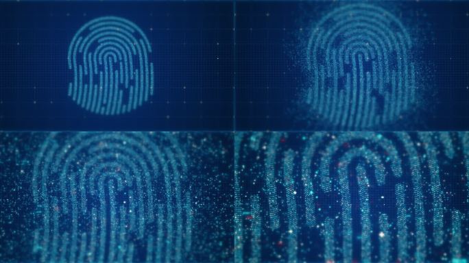 数字身份扫描仪指纹扫描蓝色科技粒子