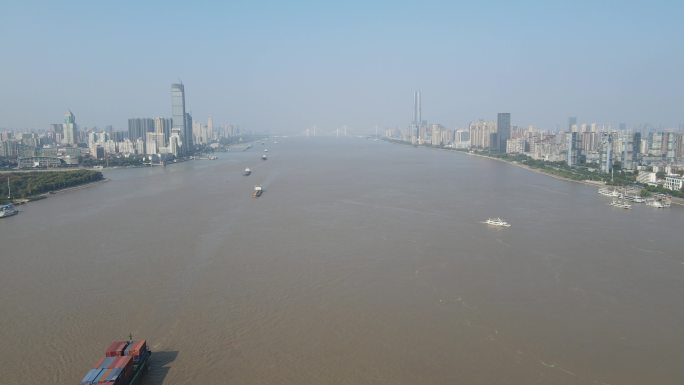 湖北武汉长江两岸高楼建筑航拍