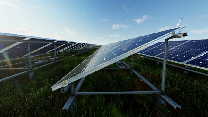 4K新能源太阳能风力发电站光伏发电合集A