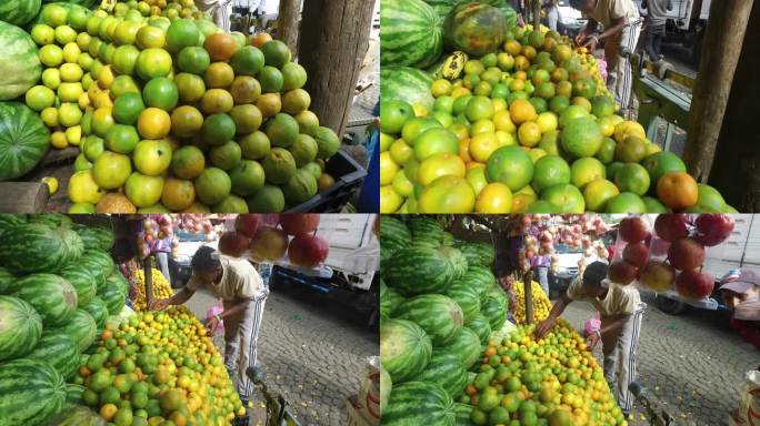 非洲卖水果的摊贩