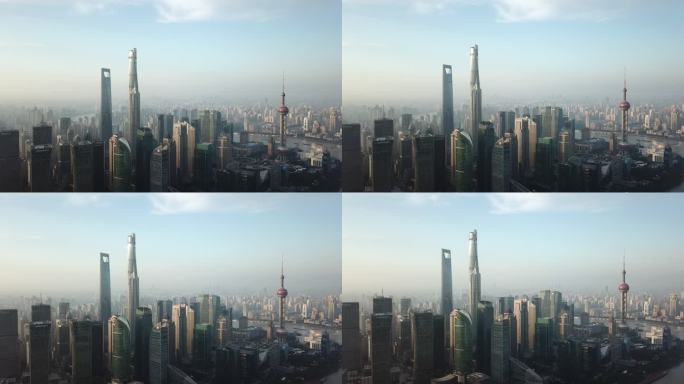 上海天际线鸟瞰图高楼林立商业圈商圈