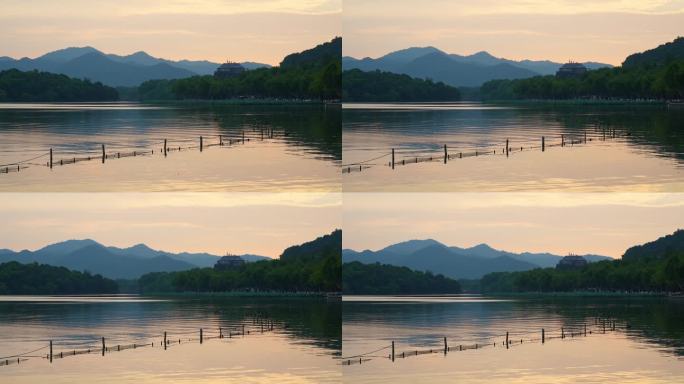 傍晚杭州西湖美丽的湖光山色