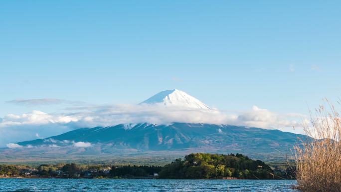 日本川口湖富士山的时间流逝