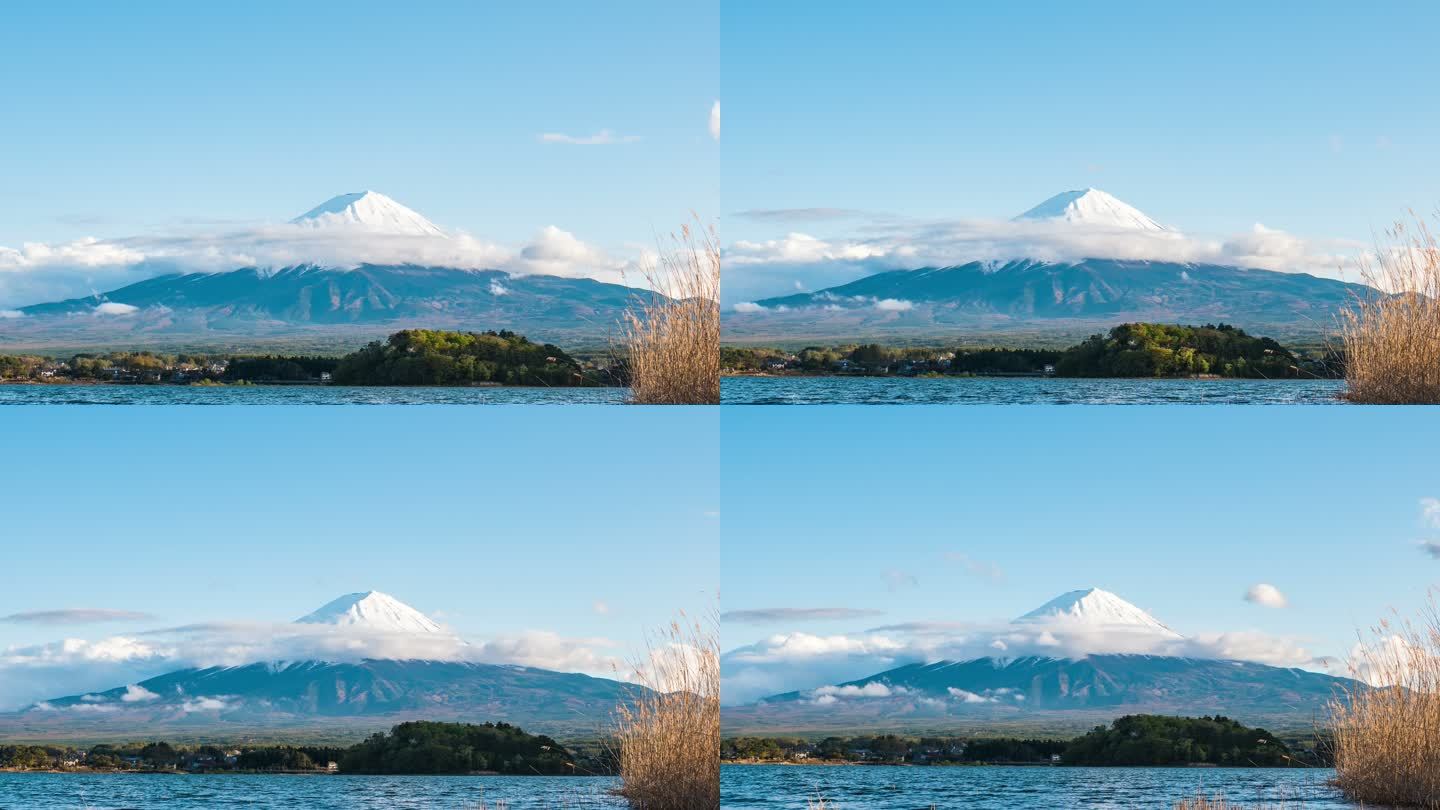 日本川口湖富士山的时间流逝