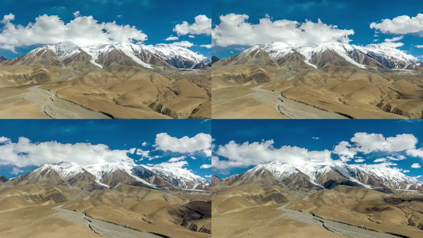 新疆喀什帕米尔高原公格尔九别峰雪山航拍