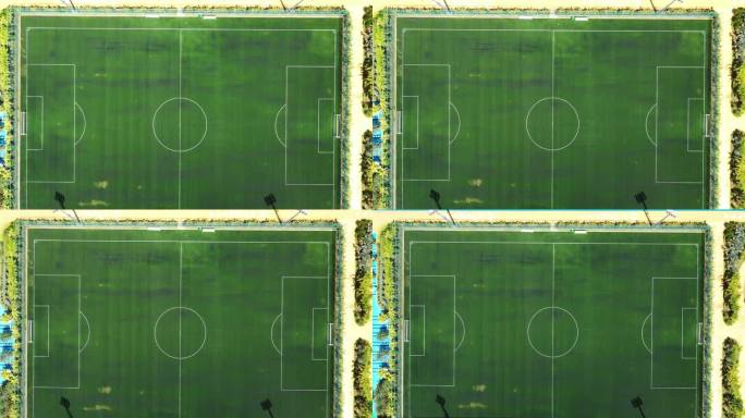空中运动场绿荫-草场绿油油-俯拍航拍-设