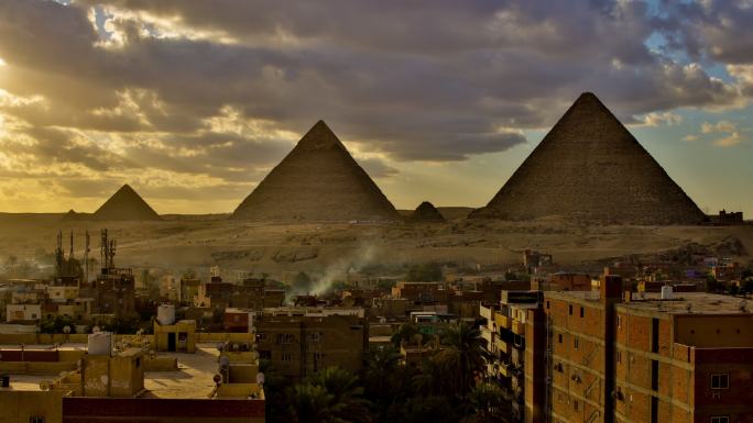 埃及吉萨大金字塔流云古城古都古镇陵园陵墓