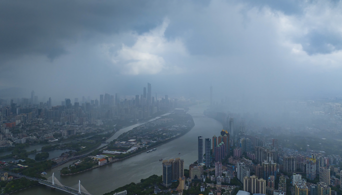 广州暴雨转晴天延时