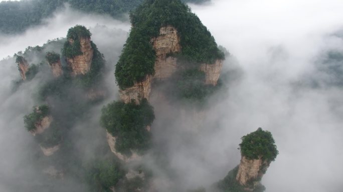 张家界武陵源十里画廊云海峰林