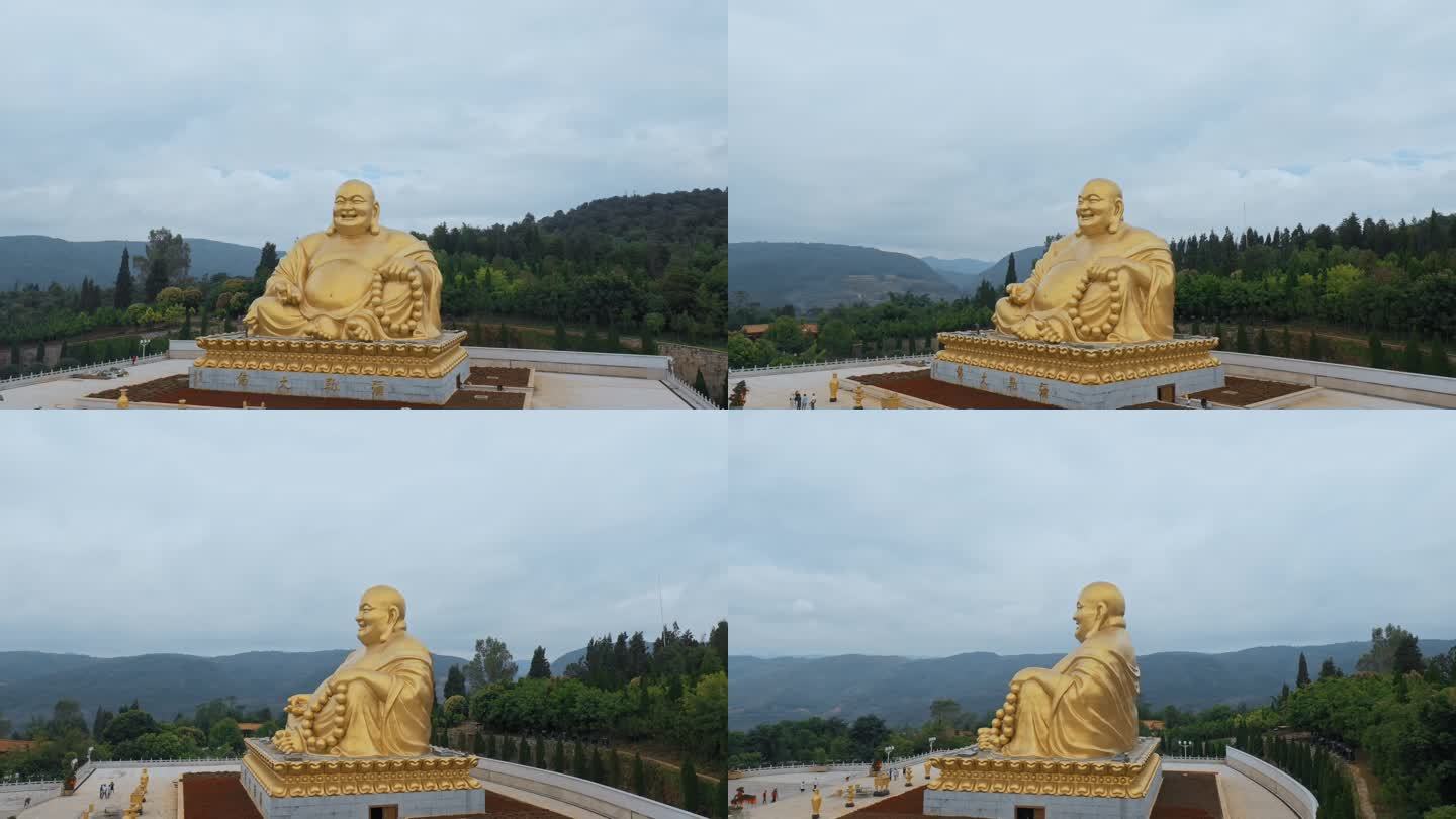 佛像地标视频云南弥勒县金色弥勒大佛雕像