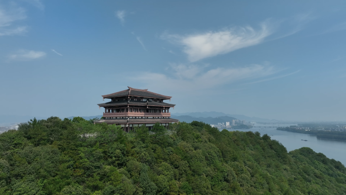 4K 航拍浙江富阳富春江东吴文化公园