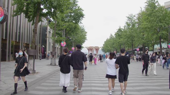 西湖 城市街头人流