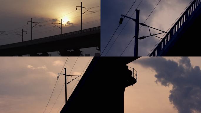 夕阳高铁铁路交通风景