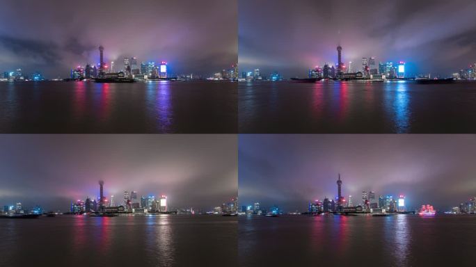 4K分辨率上海外滩夜景穿云延时摄影