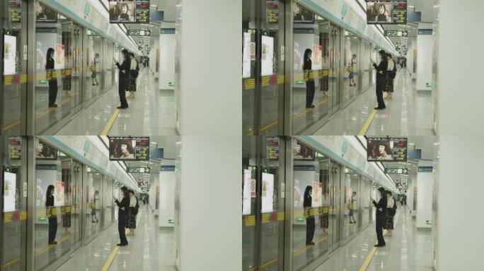 杭州地铁站空镜，在等车地铁的人