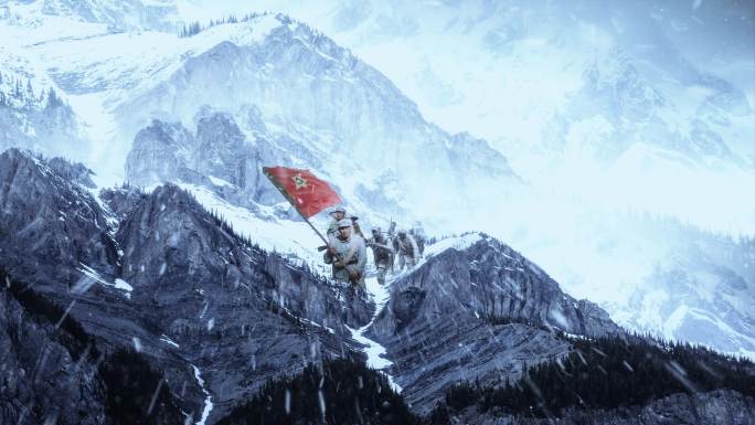 【视频·4K】红军爬雪山大屏视频素材A
