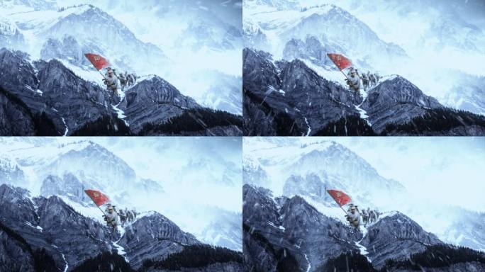 【视频·4K】红军爬雪山大屏视频素材A