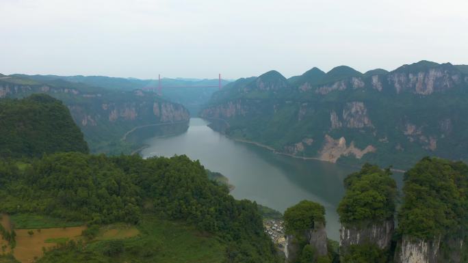 航拍贵州鸭池河大桥