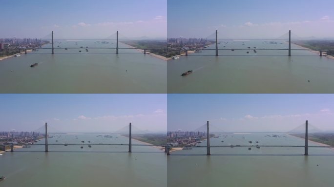 安庆市长江大桥航拍池州长江大桥
