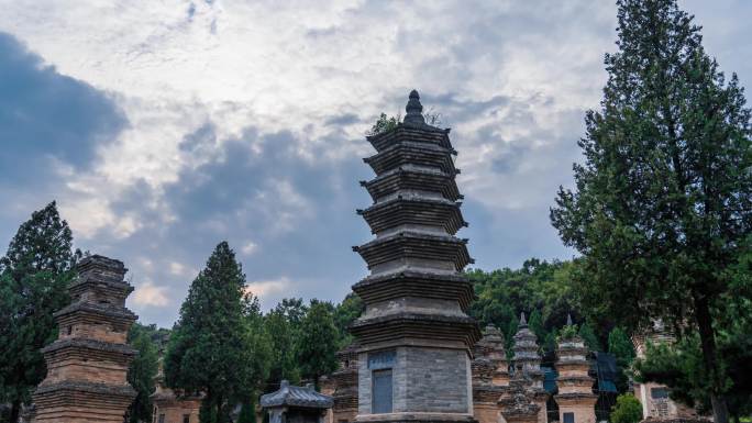 郑州登封少林寺塔林日落延时