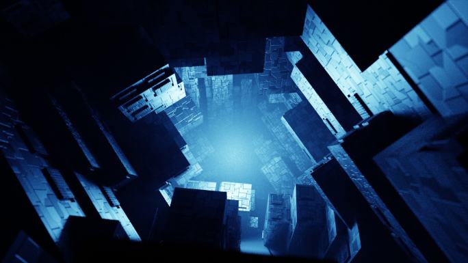 数字抽象建筑穿梭隧道空间方盒子