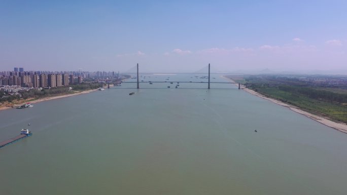 安庆市长江大桥航拍池州长江大桥