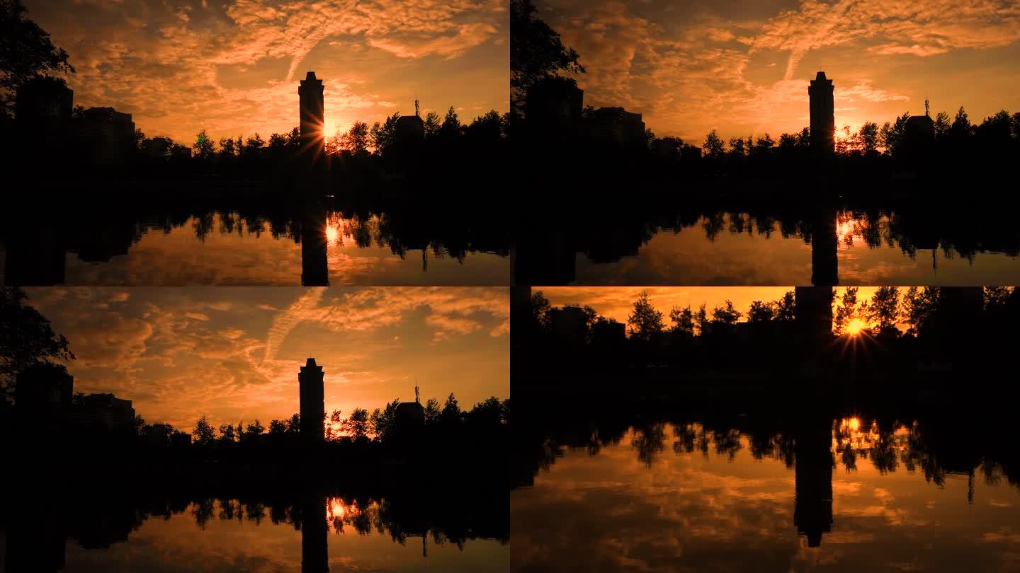 昆明翠湖的夕阳延时拍摄