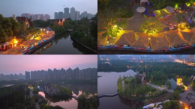成都华阳南湖公园夜景
