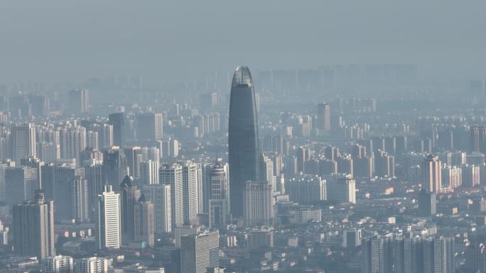 金鸡岭上航拍济南都市风光