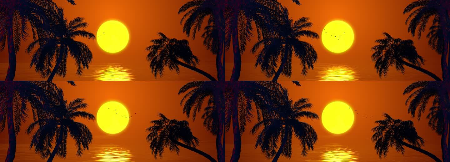 黄昏椰子树