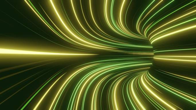 霓虹灯超光速绿色时空穿梭穿越隧道空间感