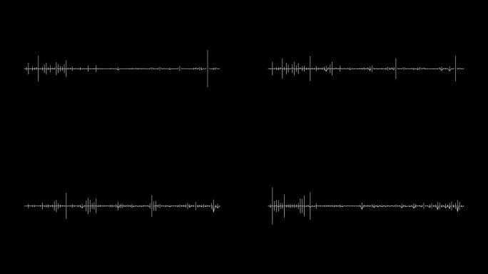 4K音频频谱模拟黑色背景上的白色。