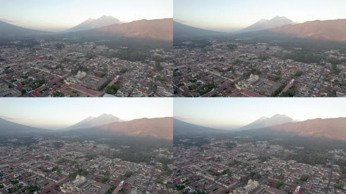 安提瓜危地马拉和远处的Acatenango和Fuego活火山