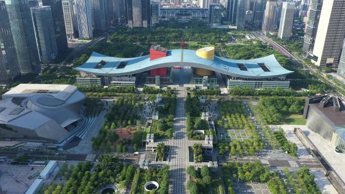 深圳市民中心2022高空大气俯瞰航拍