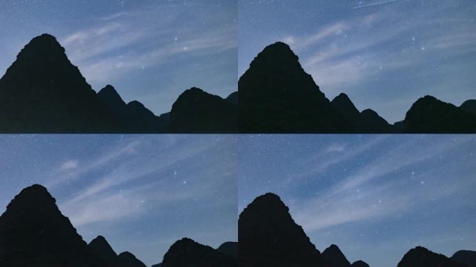 用赤道仪跟踪拍摄的星空和山丘