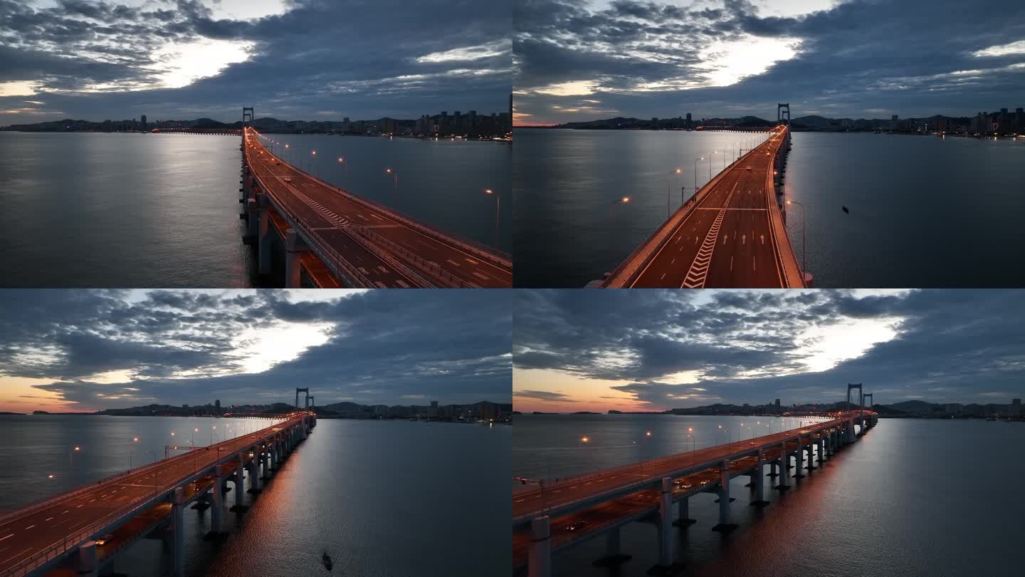 大连星海湾大桥绝美夜景航拍